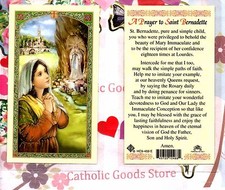 St. Saint Bernadette - A Prayer to St Bernadette - Laminated Holy Card 429E picture
