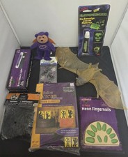 Old Halloween Lot. Bat, Blacklight, Spider Rings, Decorations picture