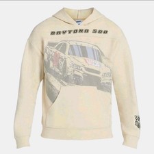 NASCAR Daytona 500 Hoodie Cream Mesh Graphic Sweatshirt XS picture
