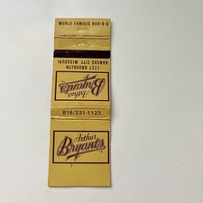 Arthur Bryant's World Famous Bar-B-Q KS City MO Vintage Matchbook Cover TMB78-3 picture