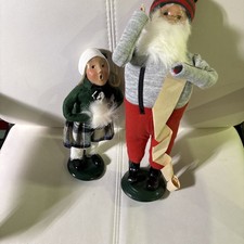 Vintage Byers Choice Carolers Santa & Girl 1991 1992 Christmas Figurines Lot 2 picture