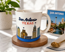 Vintage San Antonio Texas Skyline Souvenir Coffee Mug – The Paradies Shops picture