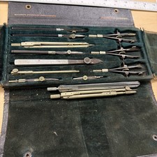 Vintage E.O. Richter & Co “Pracision” Precision Drafting Tool Set Leather Case picture