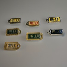 7 Vintage Ohio DAV License Plate Keychains 1942-1949 Mini Key Tags Disabled Vet picture