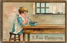 c1910s Artist-Signed HB GRIGGS Postcard Boy at Table 
