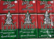 Lot of 3 Vtg Style Brite Star 18” Icicles Christmas Tree 2000 Strand Tinsel USA picture