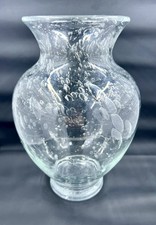 Vintage Mid Century Modern Clear Hand Blown Glass Vase Uncontrolled Bubbles 11” picture