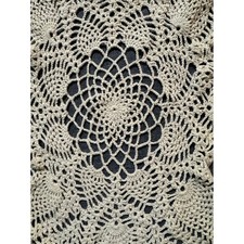Vintage Handmade Crochet Lace Table Runner Doily Beige Pineapple Scalloped 24