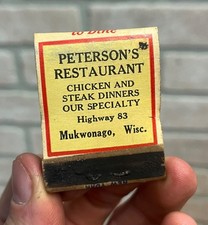 Vintage Peterson's Restaurant - Mukwonago Wisconsin - Advertising FULL Matchbook picture
