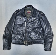 Vtg 50s SCHOTT PERFECTO 1 Star Black Leather Motorcycle Jacket Sz 46 Made in USA picture