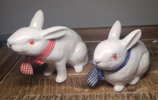 Two Vintage Sigma Tastesetter White Pink Eye Porcelain Bunny Rabbit Figurines picture