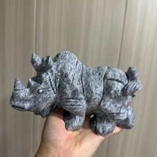 3LB+ Large-sized natural Picasso carved Rhino Quartz Crystal heal 1pc picture