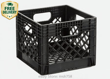 Juggernaut Storage 16QT Heavy-Duty Plastic Milk Crate Black with Built-in Handle picture