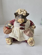 Vintage Russ Berrie Country Folks Zelda Cat Shelf Sitter Plush Figurine Tag picture