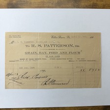 1900s R.S. Patterson Grain Feed Wilkes-Barre PA Antique Billhead Receipt picture