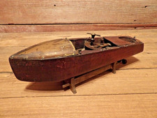 Vintage 1920's Mengel Playthings Miss America Mahogany Brass Wind-Up Boat- PARTS picture