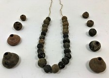 Near Eastern/Egyptian Ceramic Baked Clay Necklace and Beads 9 loose 25 strung picture
