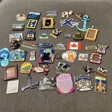 Lot Of  Vintage Fridge Souvenir Magnets lot Of 44 picture