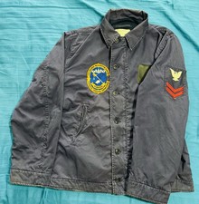 Vintage 1960s U.S. Navy Submarine Utility Deck shipboard work jacket. Size 40R picture