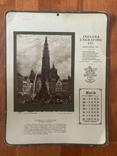 Antique1917 Indiana Engraving Co Calendar South Bend IN Antwerp Cathedral  picture