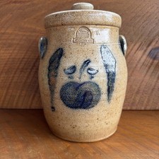 Vintage Rowe Pottery Works Stoneware Crock with Lid Salt Glaze picture