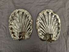 2 Vtg Brass Scalloped Seashell Shell Wall Sconce Candle Holder MCM 8