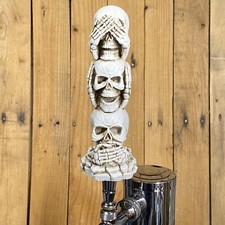 Skeleton Beer Keg TAP HANDLE Stack Of Skulls Bones See No Evil Halloween Skull picture