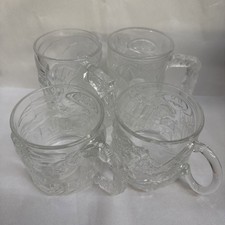 Vintage 1995 Batman Forever McDonald's Complete Set of 4 Embossed Glass Mugs picture