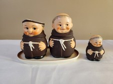 Friar Tuck 4 Piece Vintage West Germany Goebel Creamer, Sugar, Salt, Plate Set picture