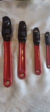 Vtg 1990s Adjustable Box End Wrench Set, Square/Hex Nut, Red Handle picture