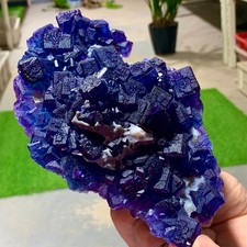 1.22LB Rare Transparent Purple+Blue Cube Fluorite Mineral Crystal Specimen/China picture