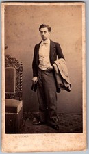 Antique CDV Circa 1860s J. Arnaude Handsome Man In Suit Marseille picture