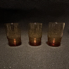 3pc Amber Glass Shot Glass Set 2 fl oz 2.5 in Star Design Base picture