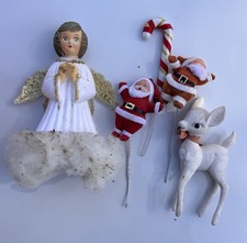 Lot Of Vintage 1950s-60s Christmas Items Decorations Angel Topper Ornament picture