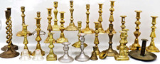 Huge Vintage Antique Brass & Pewter Candlestick Collection - 26-Piece Mixed Lot picture