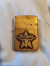 VINTAGE MARLBORO STEER LONGHORN STAR BRASS ZIPPO LIGHTER picture
