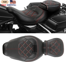 Low-Profile Driver Passenger Seat Pillion Set Compatible with Harley Touring Roa picture