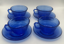 Set of FOUR 1930's Moderntone Cobalt Blue Cup And Saucer picture