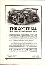 Cottrell 3-Color Printing Press Print Ad 1906 picture