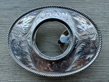 vintage western-style coin bezel trophy belt buckle 83.8 Grams picture
