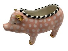 MacKenzie Childs Pink Polka Dot Pig Planter Home Decor Collectible Cottagecore picture