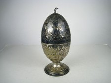 Vintage Silver Plated Etrog Box Judaica Hebrew Sukkot 7 inch picture