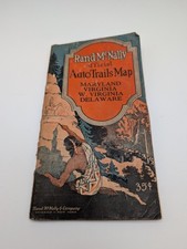 1927 Rand McNally Auto Trails Map MD VA WV DE Gulf Gasoline Vintage Road Map picture