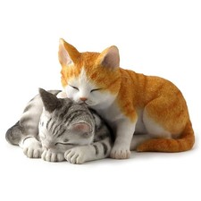5.13 Inch Sleeping Tabby Kittens Figurine - Cute Orange & Gray Home Decor picture
