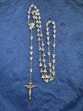 Vtg AFCO Antaya 925 Teardrop Crystal Rose Rosary, 46in Long picture