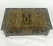 Antique Oscar Bach Bronze Zodiac Humidor Box Relief Art Deco Astrology 1920s picture