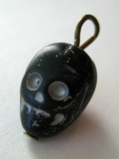 VTG New Old Stock Czech Black SKULL Charm Cracker Jack Halloween picture