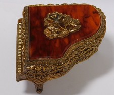 Vintage Grand Piano Music Box Sankyo Japan - Gold Tone Bakelite - Works picture