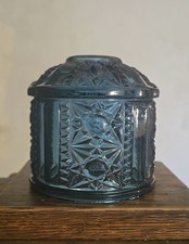 Vintage Indiana Glass Blue Stars and Bars Fairy Lamp TOP ONLY EUC picture
