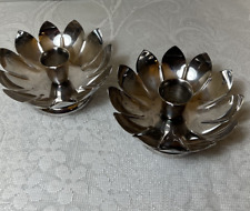 Reed & Barton Candle Holders Lotus Flower Silverplate Footed Vintage SET/2 picture